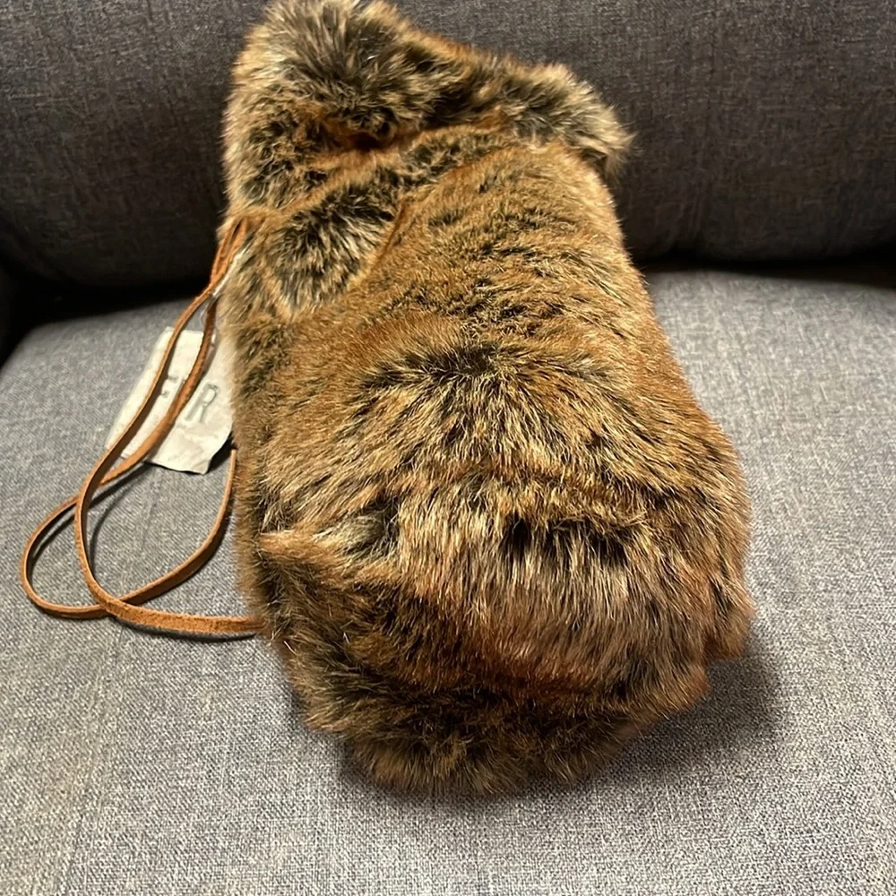 Restoration Hardware Faux Fur Wine Bag